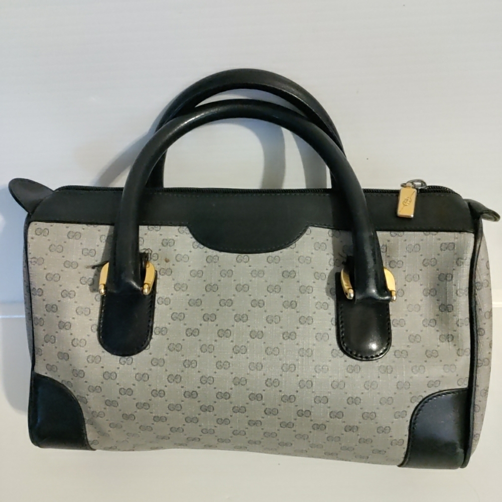GUCCI 70s Vintage Boston Bag – Blue GG Monogram Leather Handbag - Picture 3 of 16